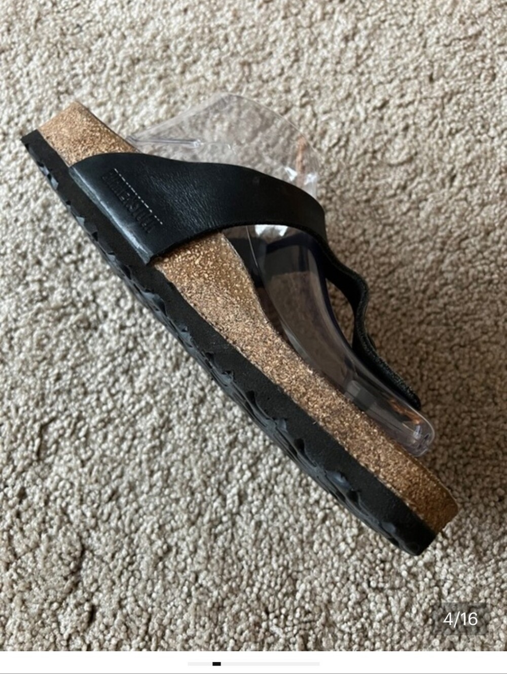Birkenstock Gizeh Black Leather Thong Sandals with Tan Footbed Size 41 - Picture 4 of 13